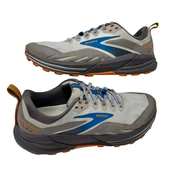 Brooks Cascadia 16 Trail Running Shoes Gray Orange Men display picture 1